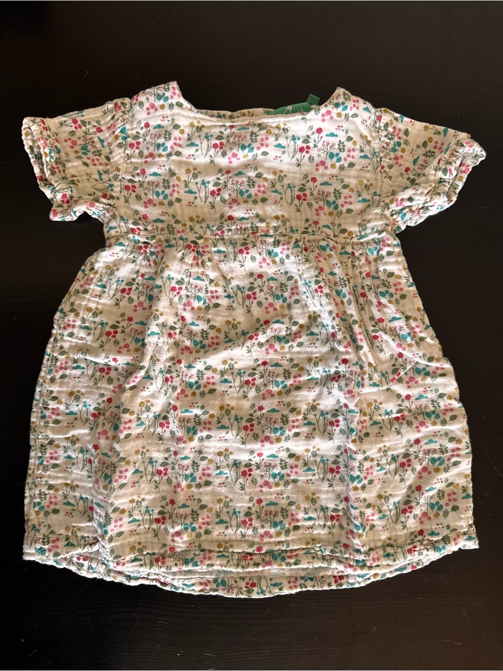 Little Green Radicals Cream Floral Dress with Pink & Green Flowers